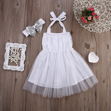 Kid Baby Girls Lace Sequins Sleeveless Dresses Newborn infant tulle dress
