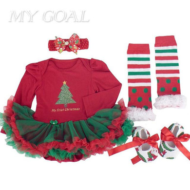 Baby girl clothes Newborn baby Romper Tutu dress+headband+shoes+leggings 4pcs/set Baby girl clothing set