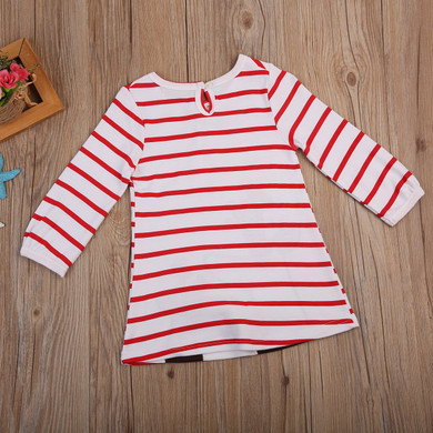 Baby Girl Autumn Dress Long Sleeve Christmas Casual Striped Kids Striped Dresses Warm Clothes