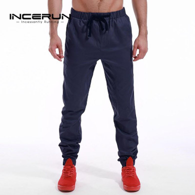 INCERUN 2017 Autumn Casual Pants Men Solid Color Slim Fit Elastic Cuff Harem Trousers Cotton Joggers Sweatpants Plus Size 3XL
