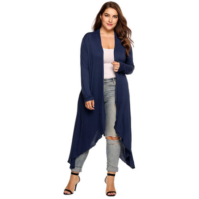 IN'VOLAND Women Cardigan Jacket Plus Size Autumn Open Front Solid Draped Lady Large Long Large Sweater Big Oversized L-5XL