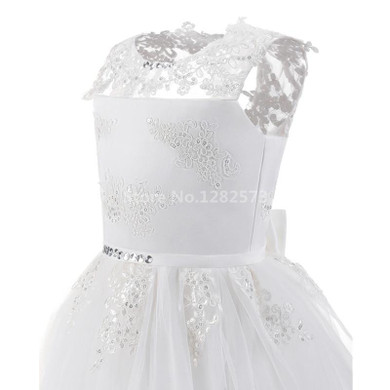 In Stock High Quality Sequined Flower Girl Dresses 2-12Y White Holy First Communion Dresses for Girls Long Ivory vestido daminha