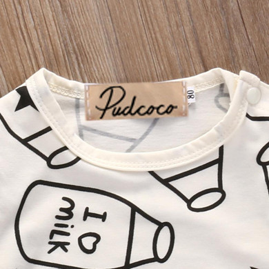 Pudcoco Top Baby Kids Boy Girl Infant Long Sleeve Romper Milk bottle Jumpsuit Cotton Clothes Outfit Set