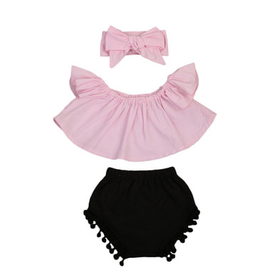 Pudcoco Newborn Baby Girl Clothes Set Off Shoulder Top T-Shirt+Shorts 3PCS Set Outfit Clothes 0-24M Pudcoco Newborn Baby Girl Clothes Set Off Shoulder Top T-Shirt+Shorts 3PCS Set Outfit Clothes 0-24M