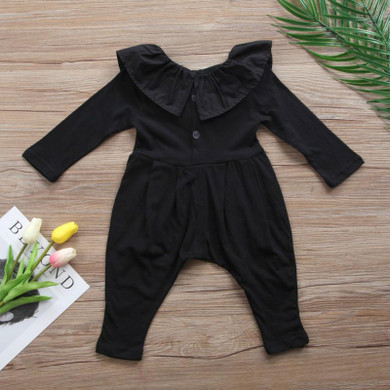 Pudcoco Children Baby Romper Clothes Newborn Infant Baby Boy Girl Black Solid Romper Jumpsuit Baby Sleepsuit Outfits