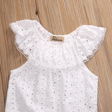 Pudcoco 2017 Newborns White Lace Baby Rompers Summer Infant Baby Girls Clothes Toddler Kids Jumpsuit Sunsuit Outfits Coveralls