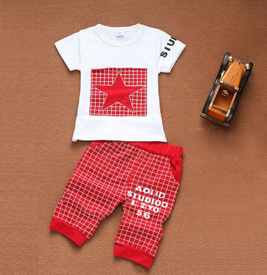 Baby boy clothes 2017 Brand summer kids clothes sets t-shirt+pants suit clothing set Star Printed Clothes newborn sport suits