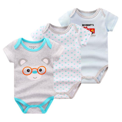 Baby Bodysuits Clothes 3ps/lot Summer Cartoon 100% Cotton Newborn Boy Girl Short Sleeves Body Infant Jumpsuit Clothing Set B-01