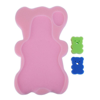 Baby Bath Holder Mesh Pocket Newborn Seat Baby Bath Pad Soft Cushion Bed Infant Anti-slip Bear Design Shower Sponge Cushion