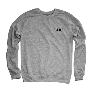 BABE Printed Black Hoody Sweatshirts Cute Long Sleeve Loose Woman's Tops