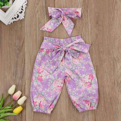 Babies 3pcs Floral clothing Set baby Infant Toddler Kids Baby Girls Heart Flower long sleeve Bodysuit+Pants+headband Outfit Set