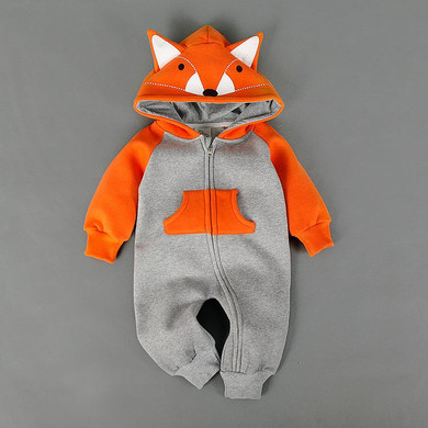 Autumn Newborn Baby Cotton Rompers Cartoon Fox Long Sleeve Boy Clothes Jumpsuit Infant Girls Animal Hooded Costume Baby Product