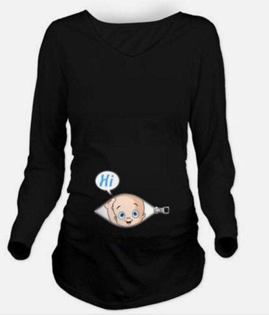 Autumn Maternity T-shirts Tees Women Cute Maternity Clothes Tops Funny Pregnancy Long Sleeve T shirts Pregnant Women Plus Size
