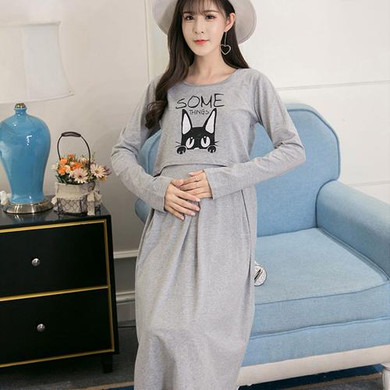 Autumn Maternity Nursing Dresses Pregnancy Nurse Wear Long Lactate Vestidos Clothing Pregnant Women Breastfeeding Dress Clothes