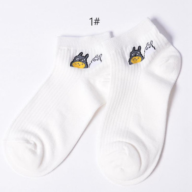 Pure Color Cotton White Print Character Women Socks Japanese Cartoon Totoro Socks Fresh Color College Style Ankle Socks