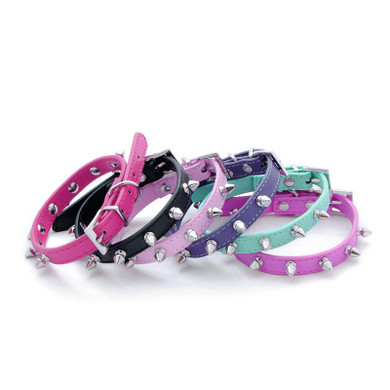 Punk Spiked Pet Dog Collar Round Bullet Nail Rivet Studded Pet Collar Neck Strap Dog Collar Led Perro PU Leather Pet Necklace