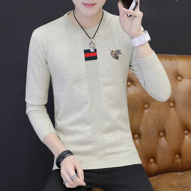 Pull Homme 2017 New Autumn Fashion Sweater Men Long Sleeve Slim Fit Men's Knitted Sweater With Bees Casual Pullover Men