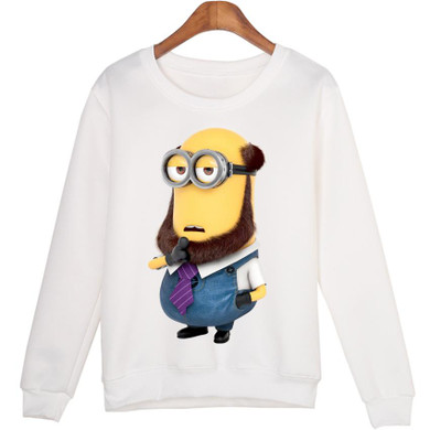 Sudaderas mujer 2016 Winter Casual Minion Print Cartoon Crewneck 3D White Sweatshirt Women Hoodies O-neck WMH10