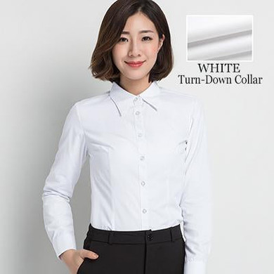 Spring Autumn Women's Shirts Long Sleeve Casual Chiffon Blouse Female V-Neck Work Wear Solid Color White Office Shirts For Women
