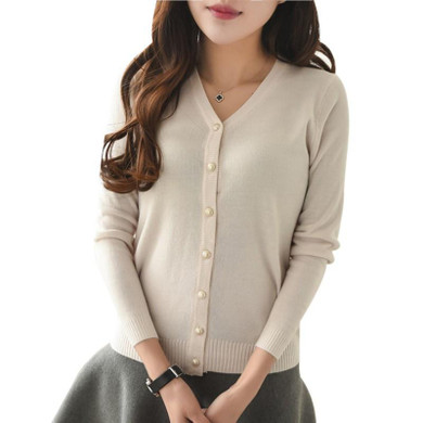 Spring Autumn Women Slim Long Sleeve V Neck Coat Cardigan Knitwear Casual Crochet Sweater Slim Sweaters Coat
