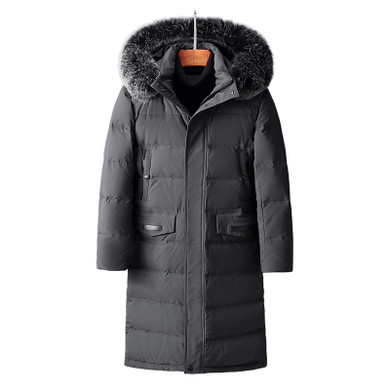 Asesmay brand 90% white duck down men winter jacket high quality clothing fox fur x-long men's down jacket thick parka -40degree