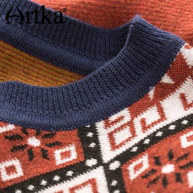 Artka 2017 Women's Wool Pullover Sweater Vintage Tassel Poncho Female Long Cape Jumper Asymmetrical Bohemian Sweater YB11872Q