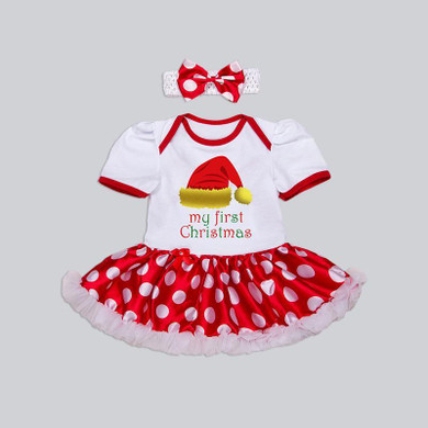 Baby Girls 2017 Christmas Newborn Infant Santa Claus Dress + Headband Costume Xmas Clothes 1 New Year Dress