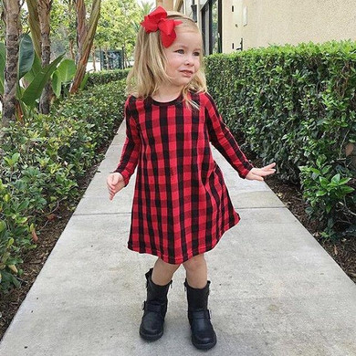Spring Autumn Casual Baby Kids Girls Long Sleeve Palid Cotton Dress Checked Party Princess Formal Dresses 1-6Y Spring Autumn Casual Baby Kids Girls Long Sleeve Palid Cotton Dress Checked Party Princess Formal Dresses 1-6Y