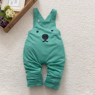 Spring Autumn Baby Boy Girls Bib Pants Overalls Bear Print Harem Pants Long Trousers