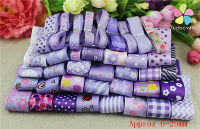 Grosgrain and satin Ribbon mixed Style/size randomly 12y/lot (1y/style)  D17020001