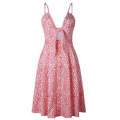 Gogoyouth Women Summer Dress 2018 Sexy Deep V Backless Midi Length Tunic Beach Dress And Sundress Vintage Party Dress Robe Femme