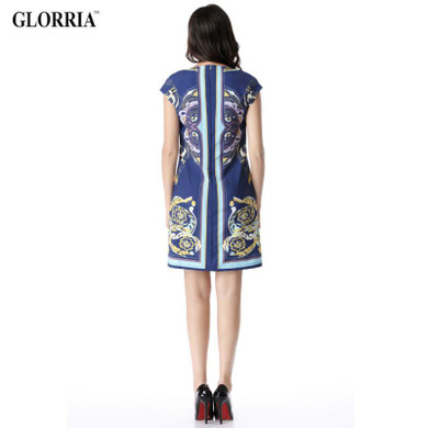 Glorria 2017 Summer Women Slash Neck Short Dress Print Elegant Casual Fashion Sweet Sundress Lady Office Business Party Dresses