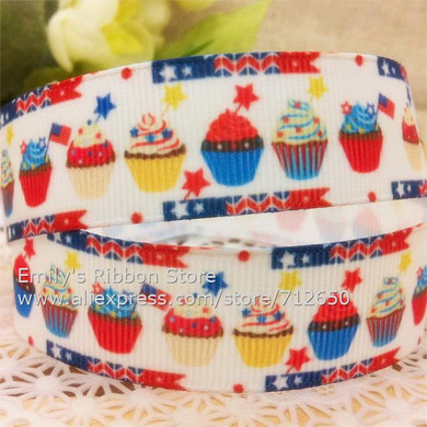 7/8'' 22mm width Cupcakes Printed grosgrain ribbon cartoon food fruit ribbon hairbow clothing bakery accessory gift pack