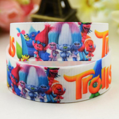 7/8'' (22mm) Trolls Cartoon Character printed Grosgrain Ribbon party decoration satin ribbons OEM 10 Yards