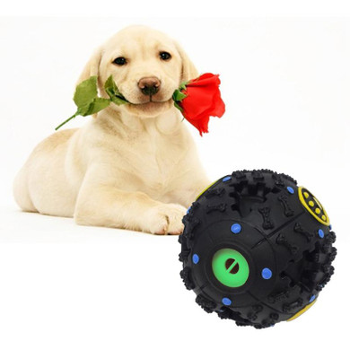 7.5cm Funny Pet Food Dispenser Toy Ball Dog Cat Play Squeaky Squeaker Quack Sound Training Toy Chew Ball
