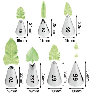7 Pcs/set Leaves Cream Metal Tips Stainless Steel Icing Piping Nozzles Cake Cream Decorating Cupcake Pastry Tools