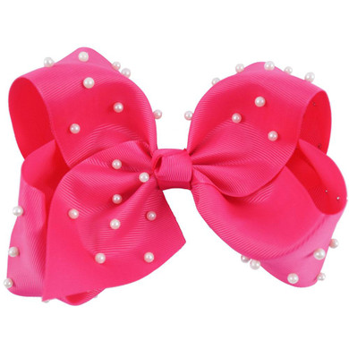 7 Inch White Pearl Ribbon Hair Bow With Clip Big Bowknot Hairpins Girl Barrettes Large Colorful Bow Hair Clip
