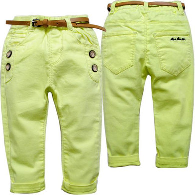 6338 baby casual pants boy trousers elastic waist  girls kids spring&autumn nice baby fashion elastic waist green and yellow