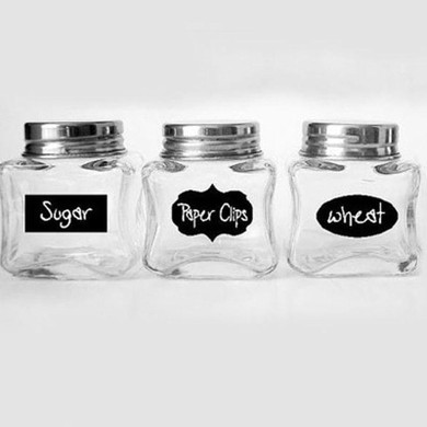 60pcs/set Bottle Sticker Kitchen Storage Bottles Jars Sticker Lable Blackboard Chalkboard for Home Wedding Party Oval Shape