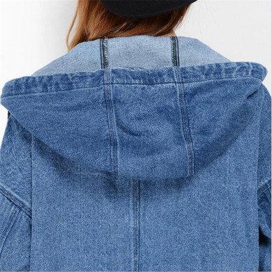 5XL Spring Autumn Large Size Women Denim Jacket  2017 Fashion Casual Long Hooded Loose Jeans Women Cowboy Coats Jacket YAGENZA63