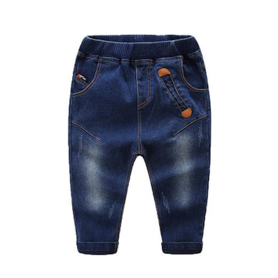 boys Girls Jeans Trousers 2018 New Autumn Solid Regular Denim Jeans For boys Mid Elastic Waist Kids Pants Children Clothing J096