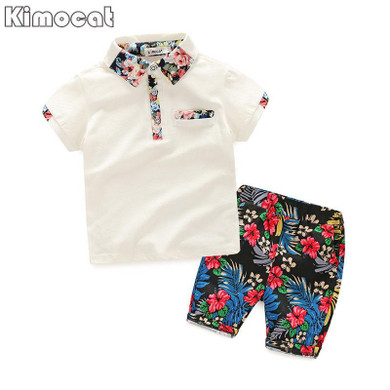 Boys Clothes New 2017 Summer Boy Clothing Sets Flowers Pattern Toddler Boys Sets Kids Clothes Children Clothing Set