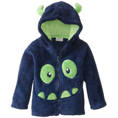 Boys and girls cotton coral velvet warm Outerwear new children's cartoon embroidery Hooded coat Baby Jacket Clothes for 1-5 Y