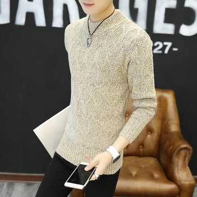 2017 Autumn Winter New Solid Sweater Men Wool Pull Homme Knitted Mens Pullover Sweater Cotton Sueter Hombre Male Warm Coat