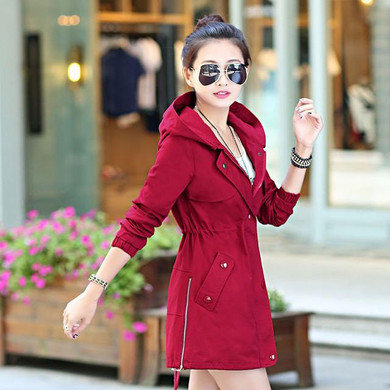2017 Autumn Winter Korean Slim Military Long Trench Coat Women Brand Casual Elegant Hooded Coat Windbreaker Female Overcoat