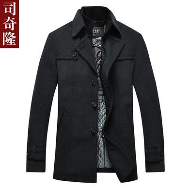 2017 Autumn Winter jackets Men Single Breasted Wool coat Classic design Casual Men woolen coat Grey Men's windbreaker
