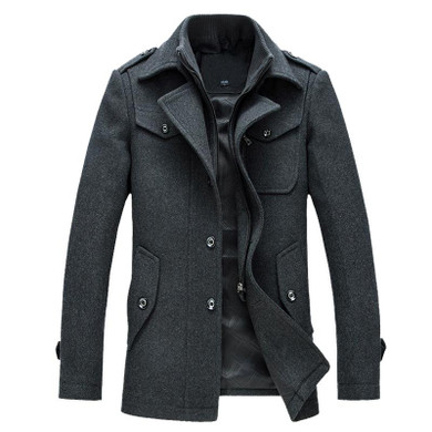 2017 Autumn Winter Jacket Men Wool Coat Slim Fit Windbreaker Fashion Outerwear Male Woolen Overcoat Pea Trench Coat Plus Size