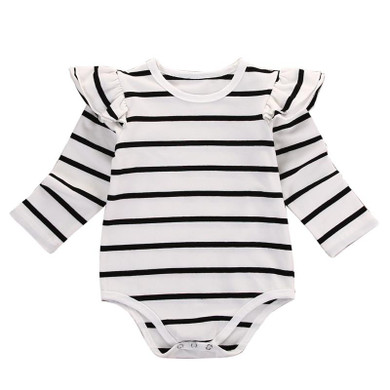 2017 Autumn Winter Baby Boy Girls Clothing Long Sleeve Striped Ruffles Romper Newborn Infant Baby Girl Jumpsuit Clothes Outfit