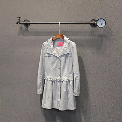 FURVOKIA Industrial Vintage DIY Pipe Decorative Wall Mounted Shelves Clothes Hanging System, Iron Clothing Rack for Living Room Bedroom Laundry Room?One Pipe Shelves,39" L?
