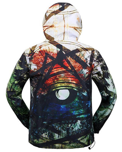 3D Mysterious eyes teenager quick-dry Windbreaker Hip Hop Waterproof Anti-UV Light Street wear Hooded jacket novel long trench
